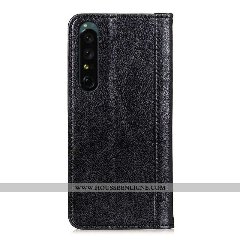 Flip Cover Sony Xperia 1 IV Cuir Fendu Classique