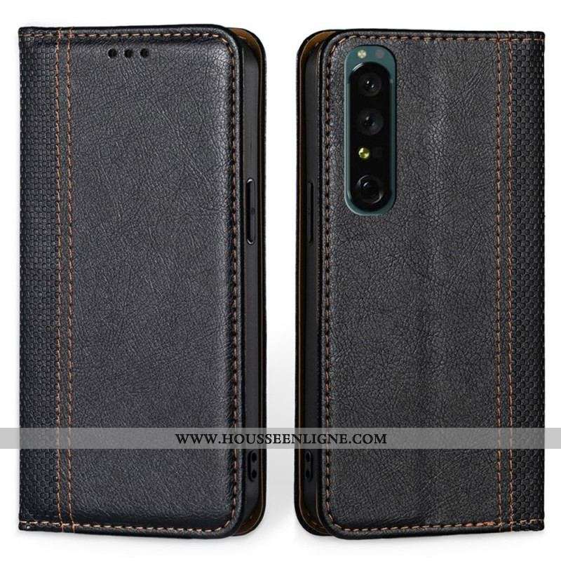 Flip Cover Sony Xperia 1 IV Simili Cuir Vintage