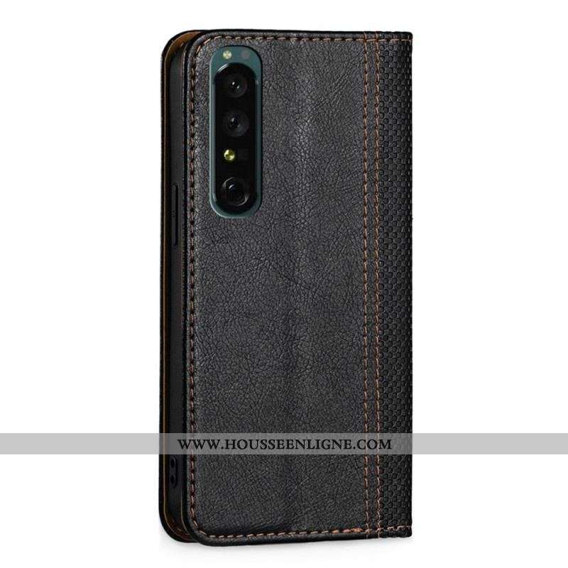 Flip Cover Sony Xperia 1 IV Simili Cuir Vintage