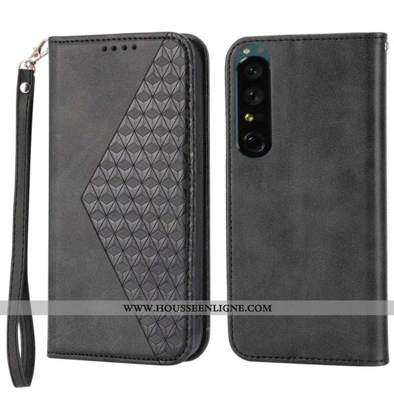 Flip Cover Sony Xperia 1 IV Style Cuir Motif 3D avec Lanière