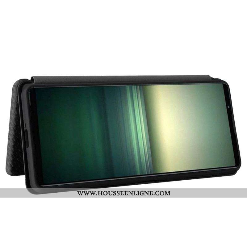 Flip Cover Sony Xperia 1 IV Texture Fibre Carbone