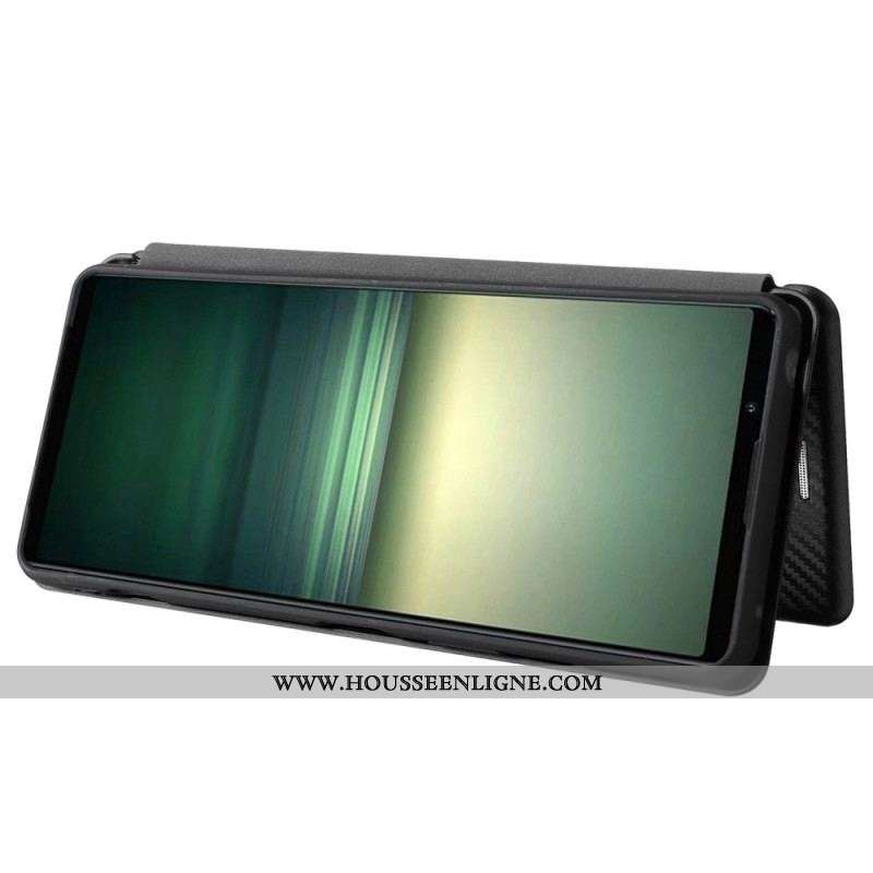 Flip Cover Sony Xperia 1 IV Texture Fibre Carbone