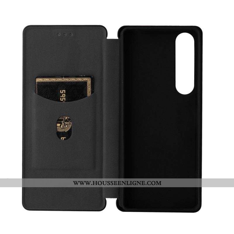 Flip Cover Sony Xperia 1 IV Texture Fibre Carbone