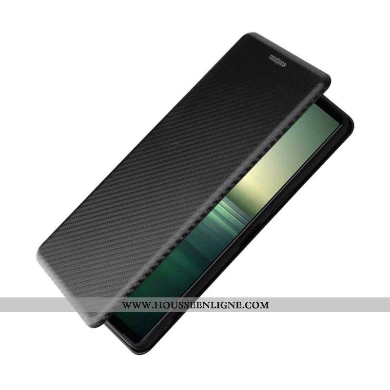 Flip Cover Sony Xperia 1 IV Texture Fibre Carbone