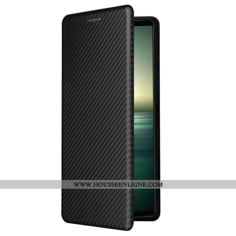 Flip Cover Sony Xperia 1 IV Texture Fibre Carbone