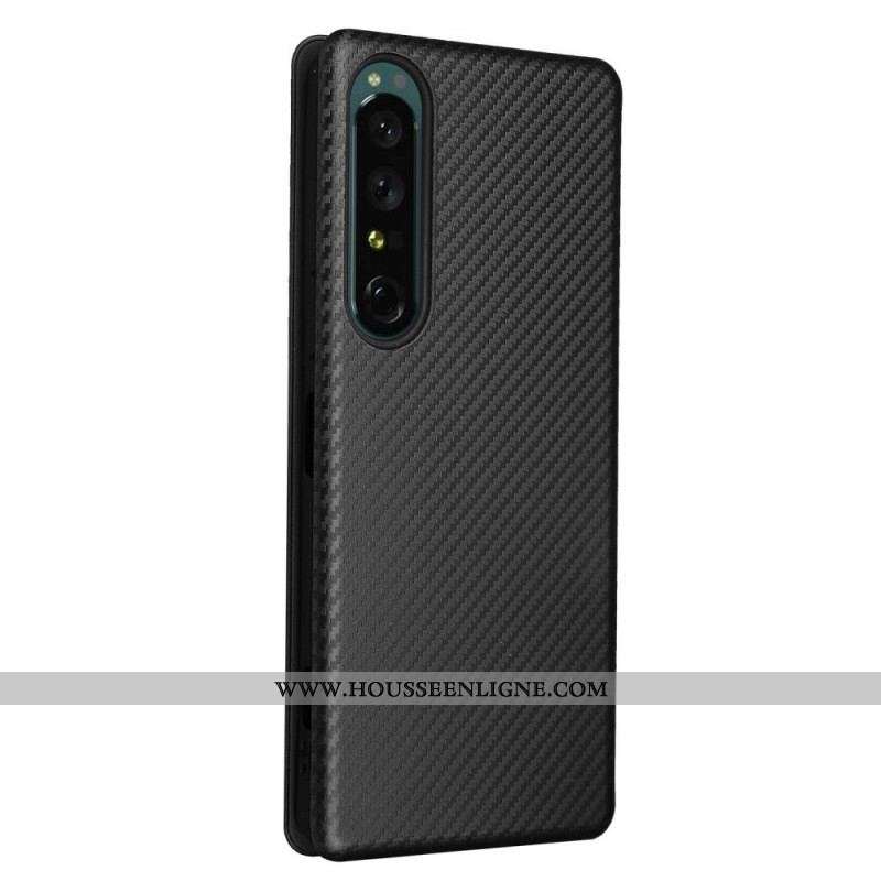 Flip Cover Sony Xperia 1 IV Texture Fibre Carbone