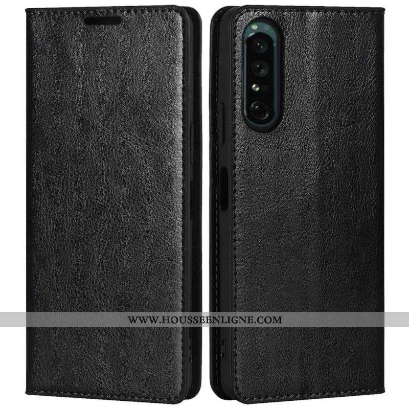 Flip Cover Sony Xperia 1 IV Véritable Cuir