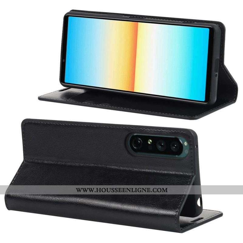 Flip Cover Sony Xperia 1 IV Véritable Cuir