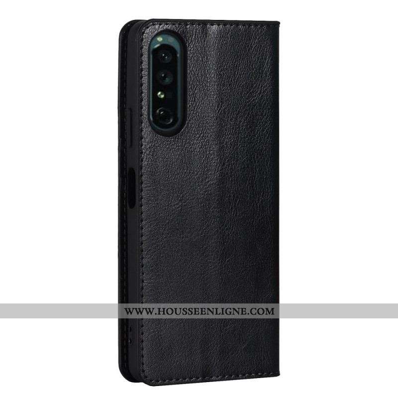 Flip Cover Sony Xperia 1 IV Véritable Cuir