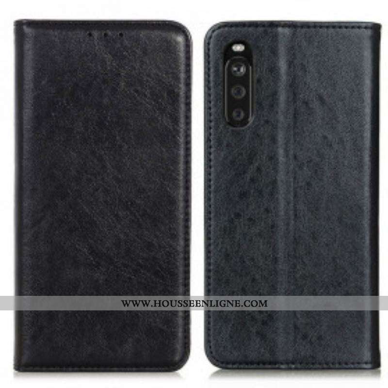 Flip Cover Sony Xperia 10 III Cuir Fendu Texturé