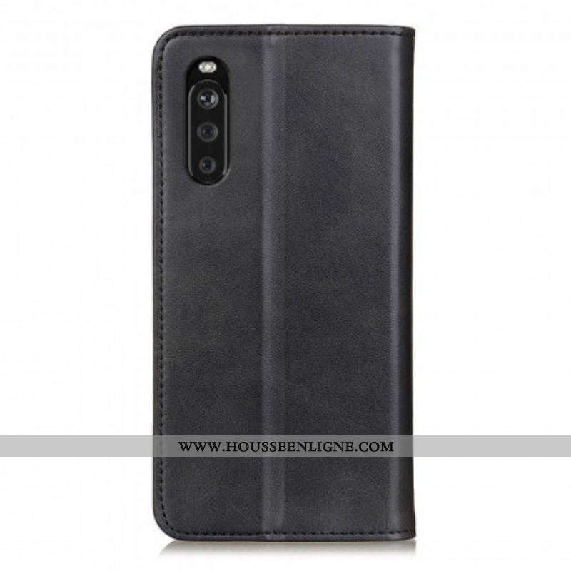 Flip Cover Sony Xperia 10 III Cuir Fendu Élégance