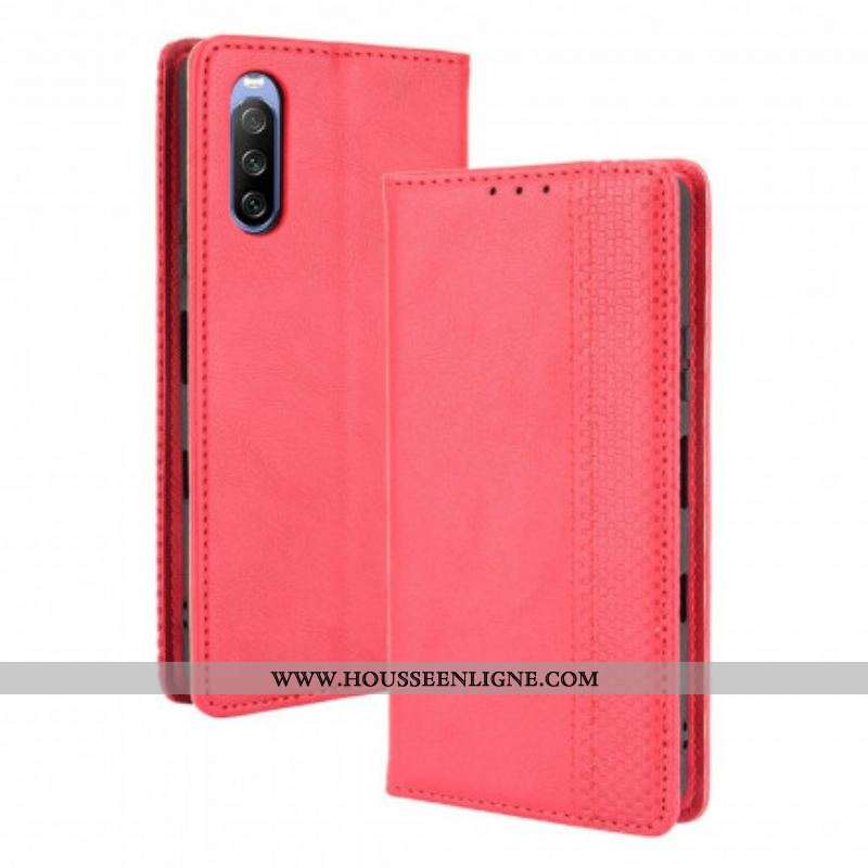 Flip Cover Sony Xperia 10 III Effet Cuir Vintage Stylisé