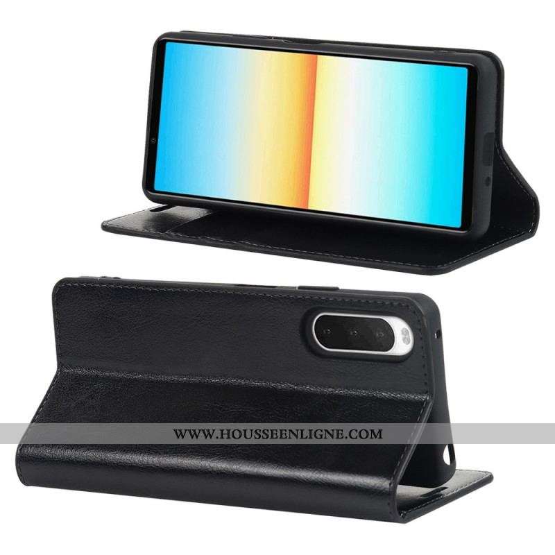 Flip Cover Sony Xperia 10 IV Cuir Véritable