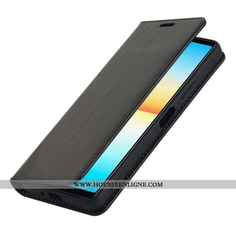 Flip Cover Sony Xperia 10 IV Cuir Véritable