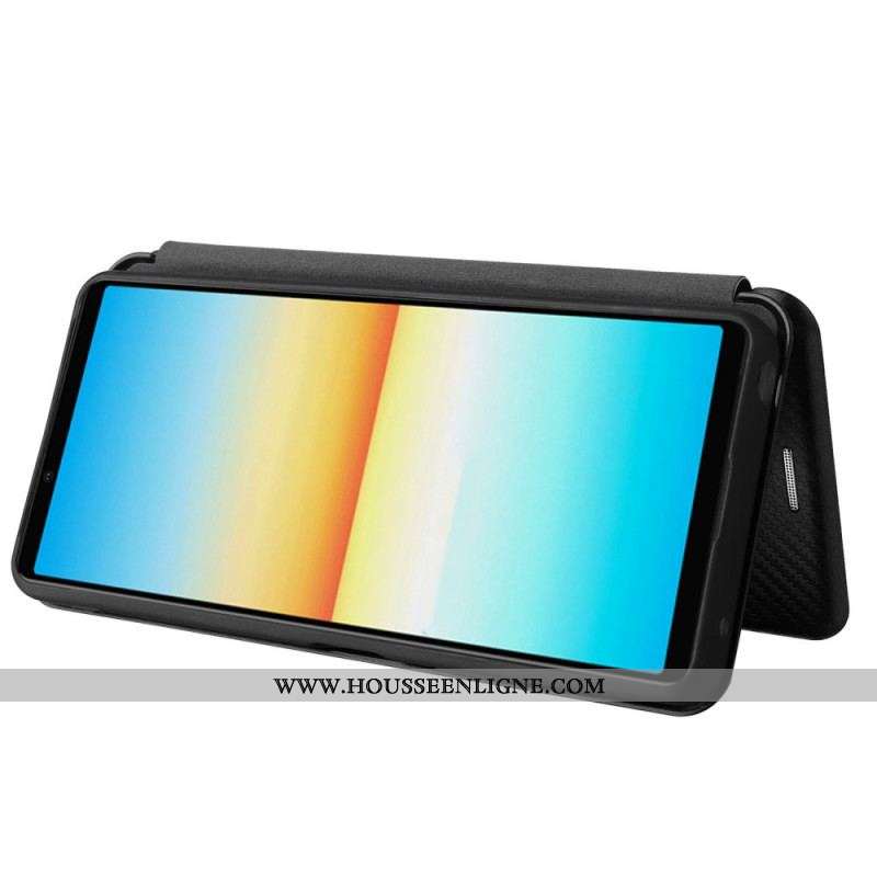 Flip Cover Sony Xperia 10 IV Texture Fibre Carbone