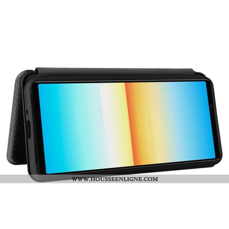 Flip Cover Sony Xperia 10 IV Texture Fibre Carbone