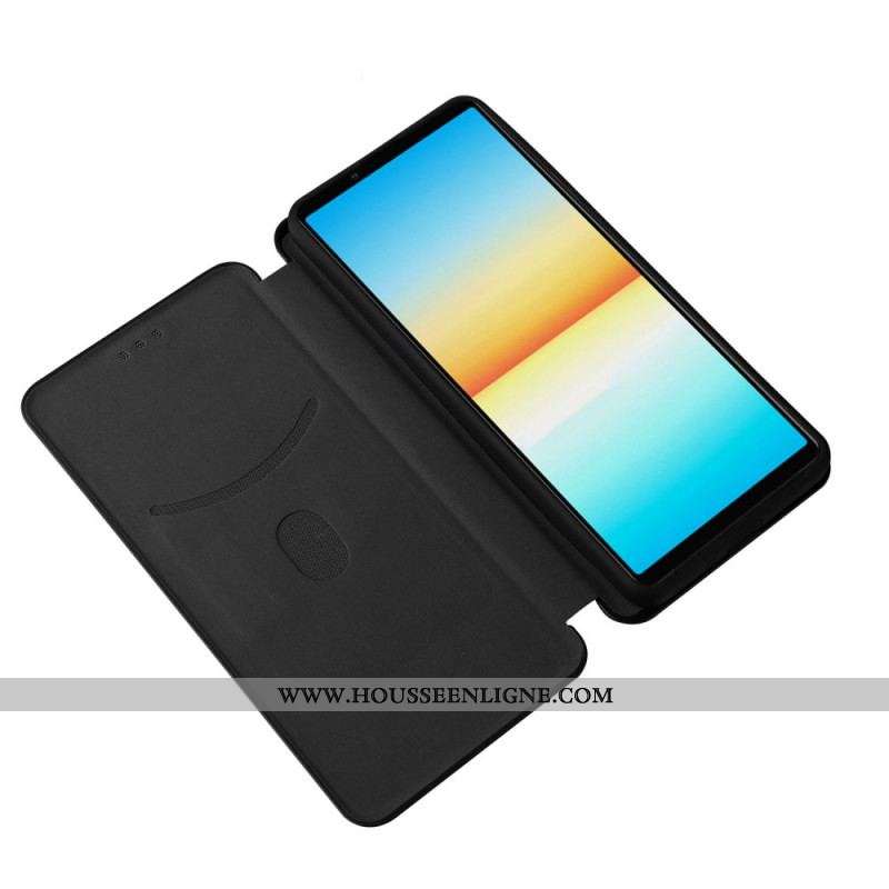 Flip Cover Sony Xperia 10 IV Texture Fibre Carbone