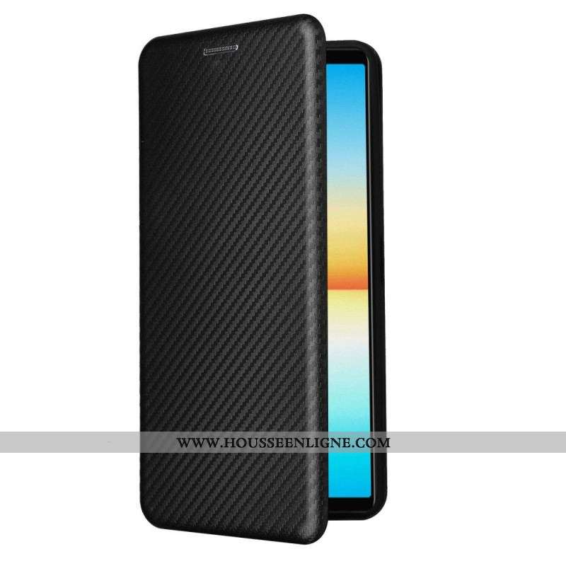 Flip Cover Sony Xperia 10 IV Texture Fibre Carbone
