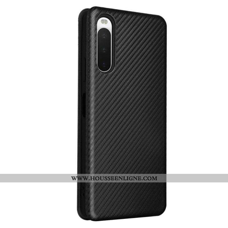 Flip Cover Sony Xperia 10 IV Texture Fibre Carbone