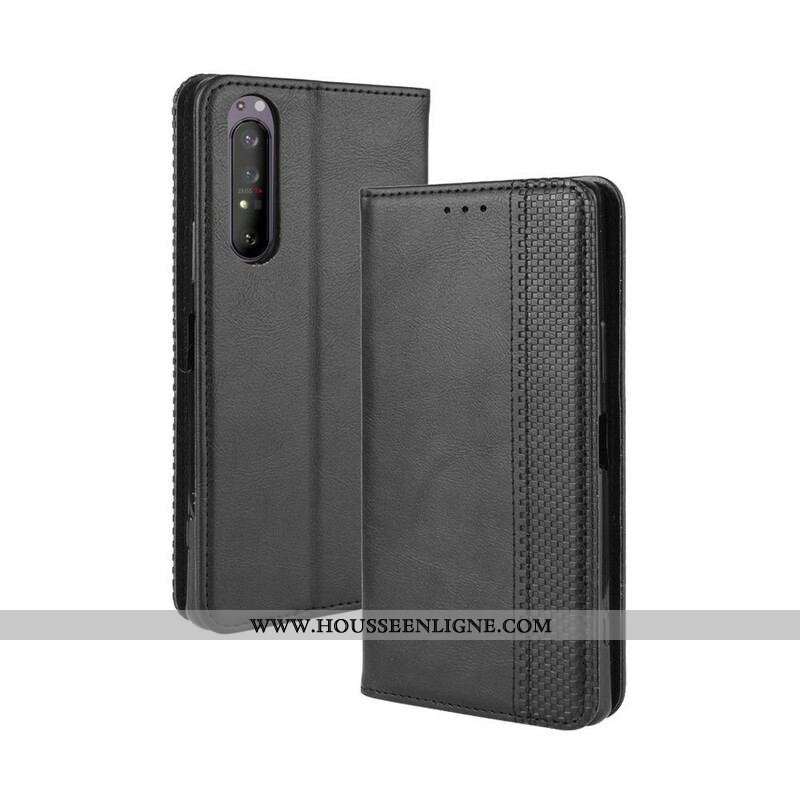 Flip Cover Sony Xperia 5 II Effet Cuir Vintage Stylisé
