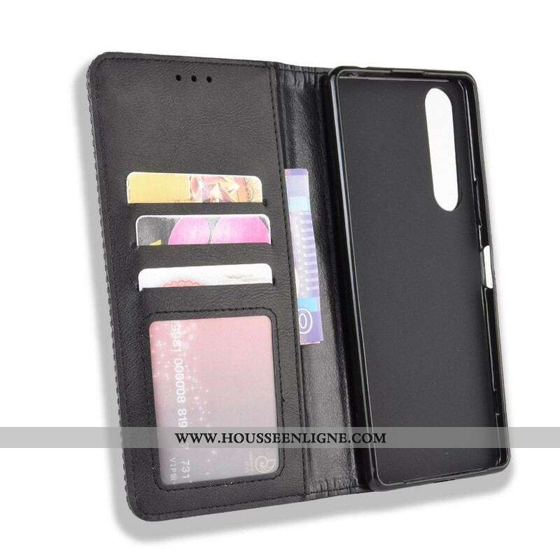 Flip Cover Sony Xperia 5 II Effet Cuir Vintage Stylisé