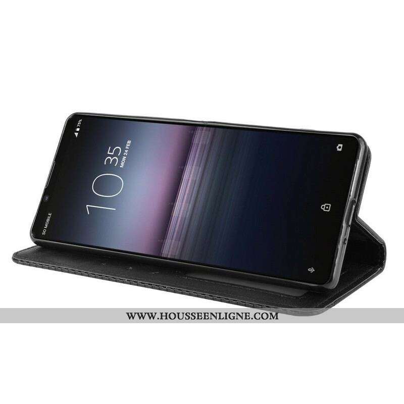 Flip Cover Sony Xperia 5 II Effet Cuir Vintage Stylisé