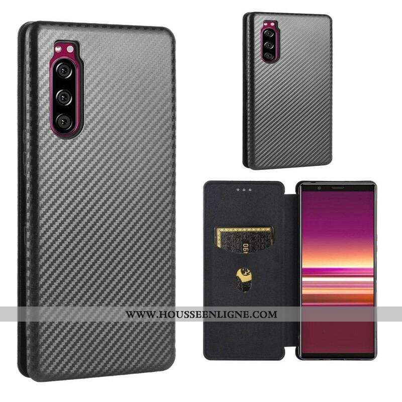 Flip Cover Sony Xperia 5 II Silicone Carbone Coloré