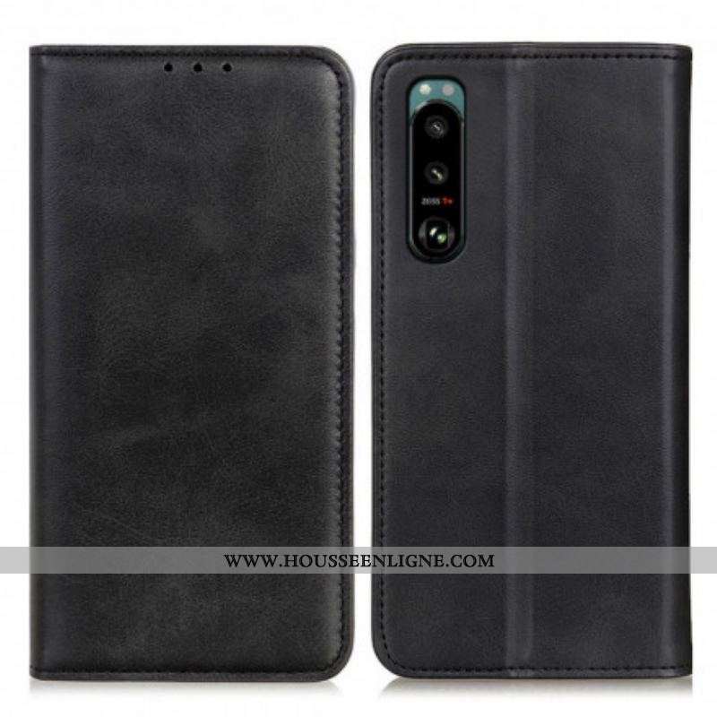 Flip Cover Sony Xperia 5 III Cuir Fendu Élégance