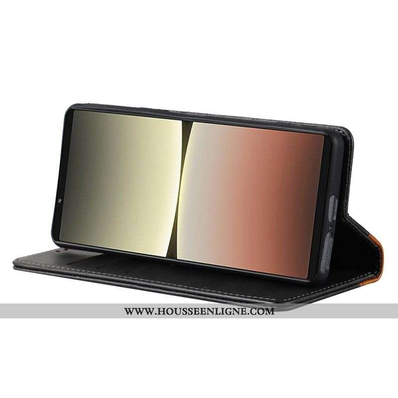 Flip Cover Sony Xperia 5 IV Bicolore Effet Cuir