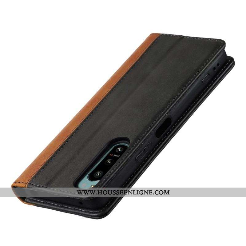 Flip Cover Sony Xperia 5 IV Bicolore Effet Cuir