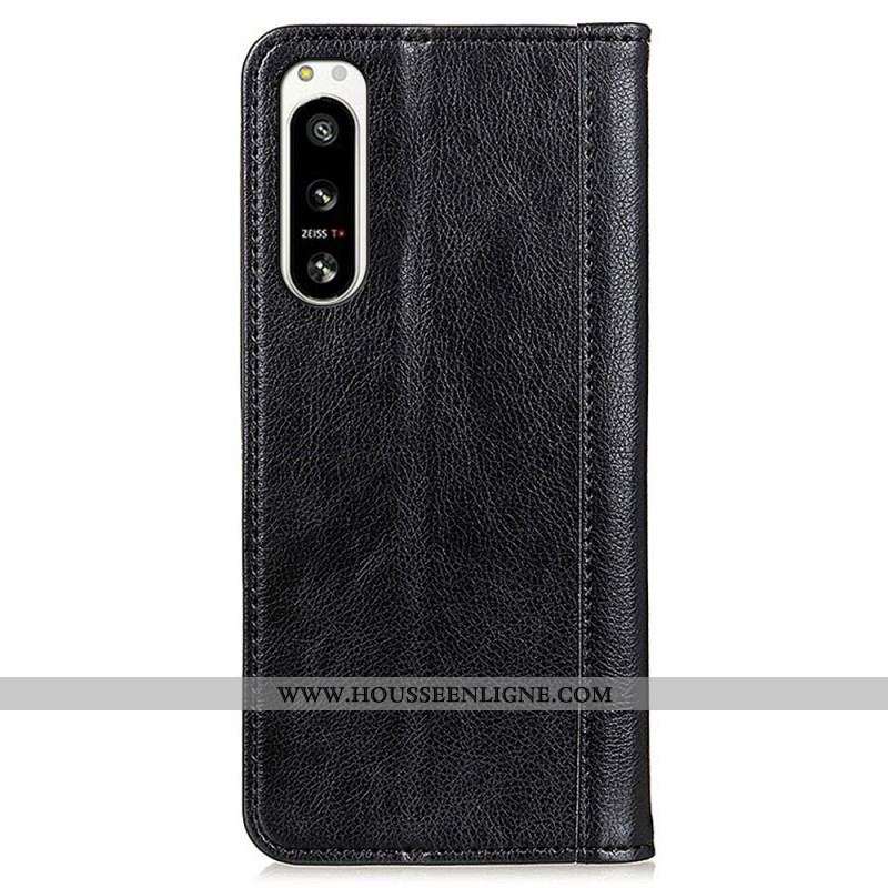 Flip Cover Sony Xperia 5 IV Cuir Fendu
