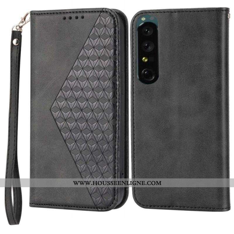 Flip Cover Sony Xperia 5 IV Style Cuir Motif 3D avec Lanière