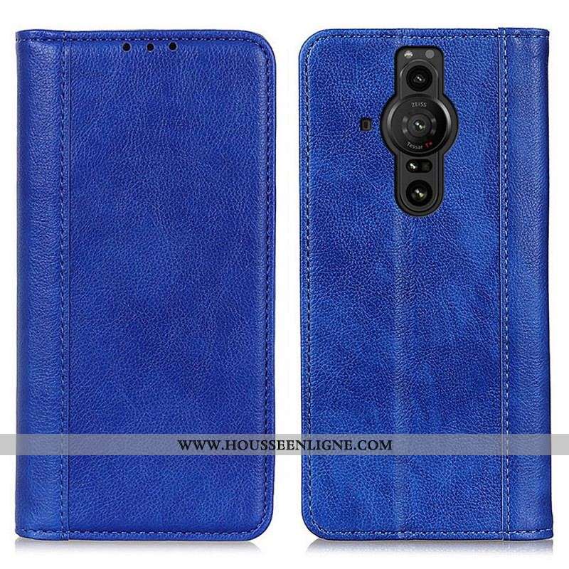 Flip Cover Sony Xperia Pro-I Cuir Litchi Fendu Élégance
