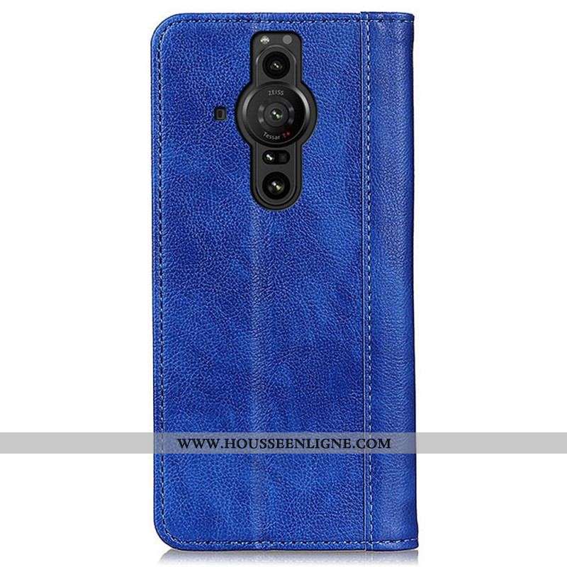 Flip Cover Sony Xperia Pro-I Cuir Litchi Fendu Élégance