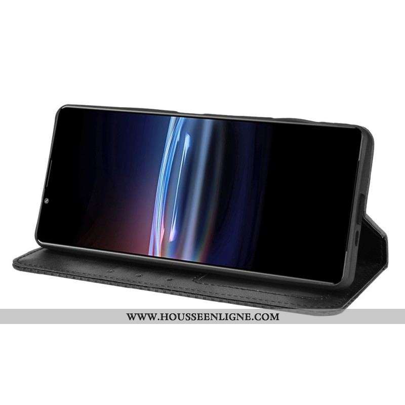 Flip Cover Sony Xperia Pro-I Effet Cuir Vintage Stylisé
