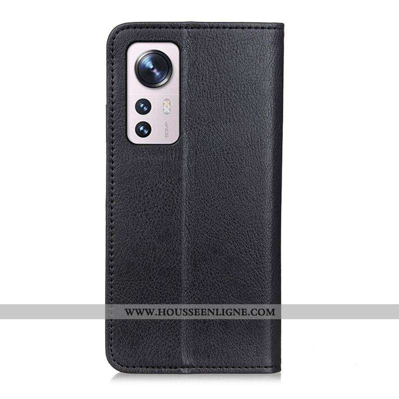 Flip Cover  Xiaomi 12 / 12X Cuir Litchi Fendu Texture