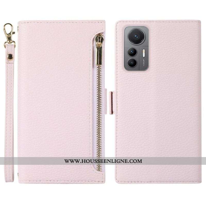 Flip Cover Xiaomi 12 Lite Pochette Frontale et Lanière