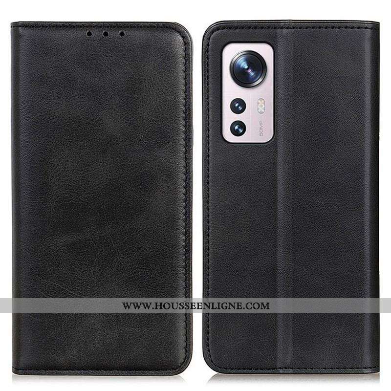 Flip Cover Xiaomi 12 Pro Cuir Fendu Élégance