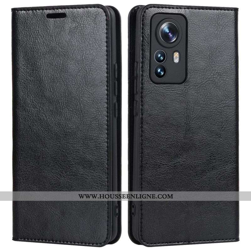 Flip Cover Xiaomi 12 Pro Cuir Véritable