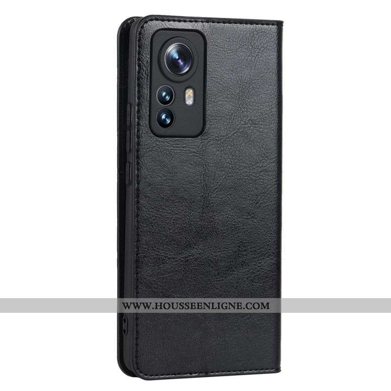 Flip Cover Xiaomi 12 Pro Cuir Véritable