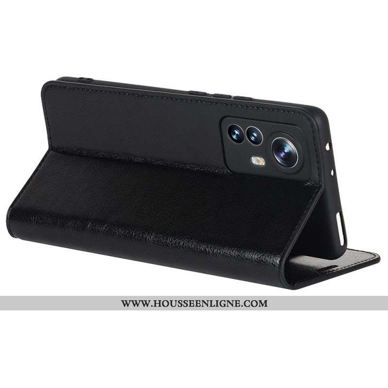 Flip Cover Xiaomi 12 Pro Cuir Véritable