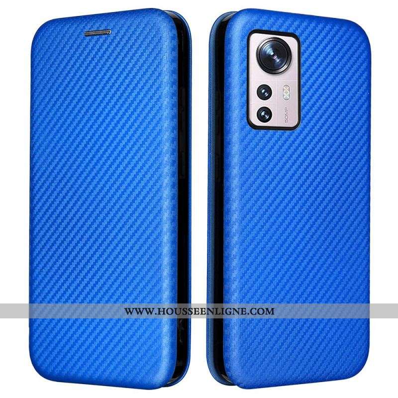 Flip Cover Xiaomi 12 Pro Silicone Carbone Coloré