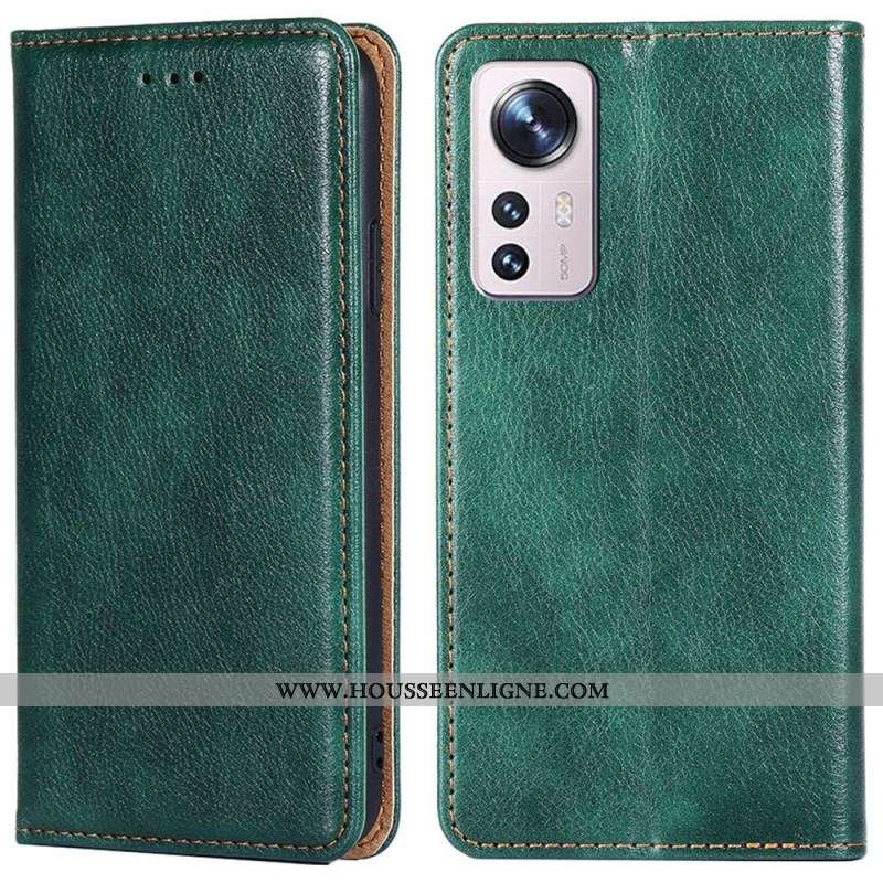 Flip Cover Xiaomi 12 Pro Simili Cuir Coutures