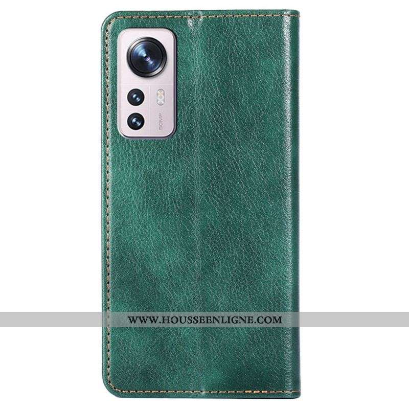 Flip Cover Xiaomi 12 Pro Simili Cuir Coutures