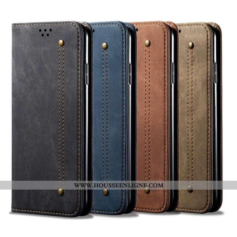 Flip Cover Xiaomi 12 Pro Tissu Jeans