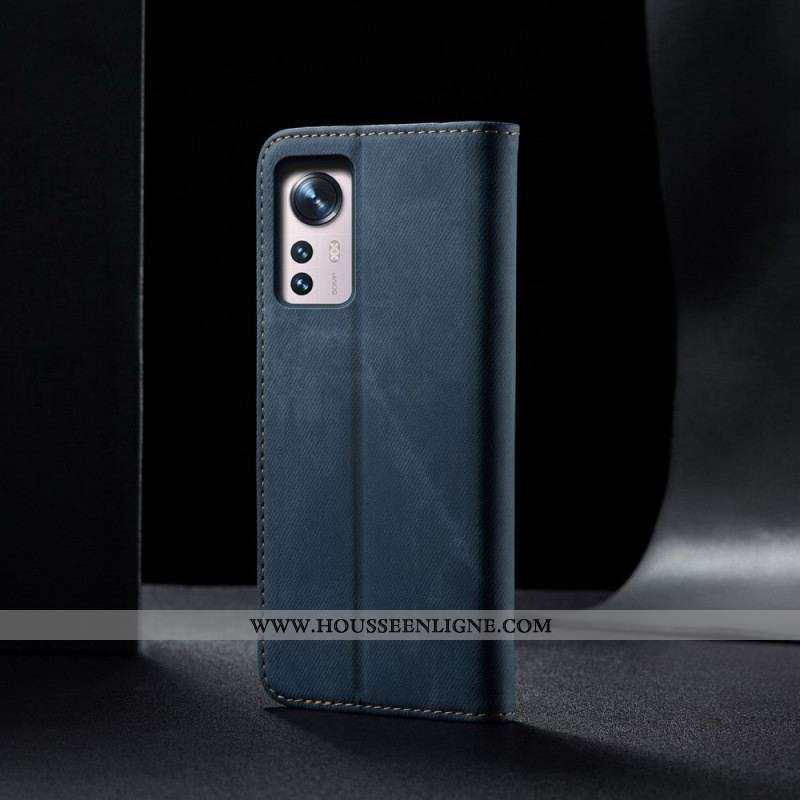 Flip Cover Xiaomi 12 Pro Tissu Jeans