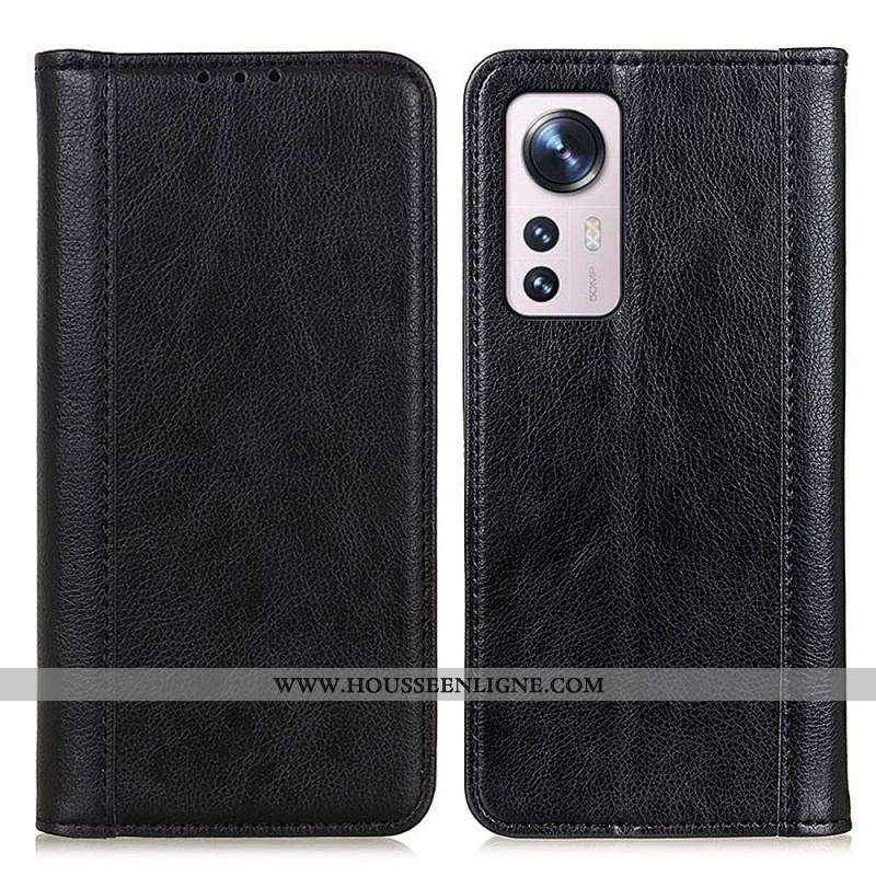 Flip Cover Xiaomi 12 Pro Version Coloré Cuir Fendu