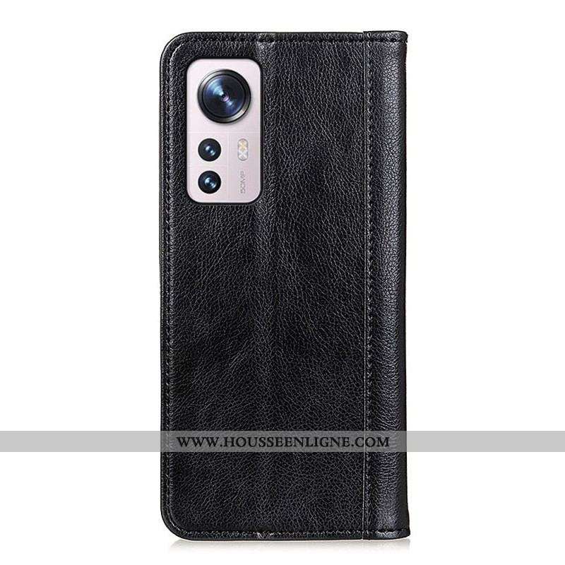 Flip Cover Xiaomi 12 Pro Version Coloré Cuir Fendu