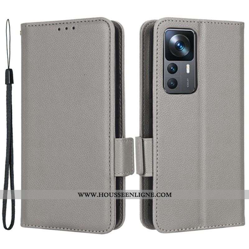 Flip Cover Xiaomi 12T / 12T Pro Effet Cuir avec Lanière