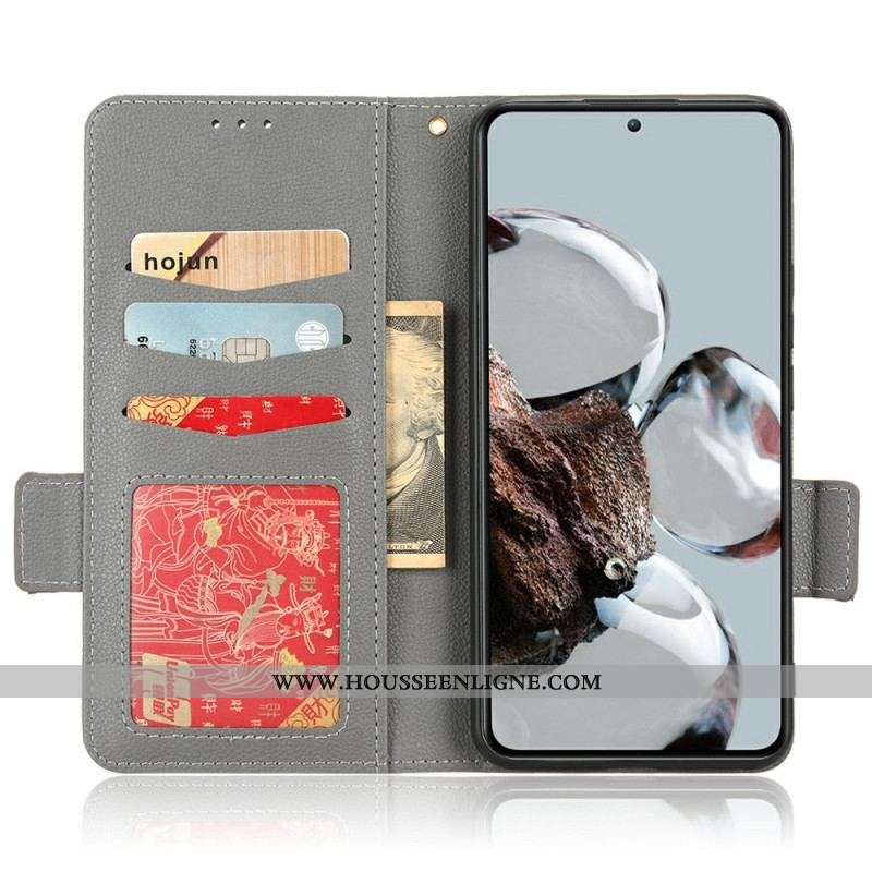 Flip Cover Xiaomi 12T / 12T Pro Effet Cuir avec Lanière